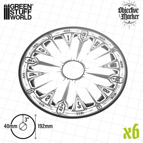 Green Stuff World Transparent Compatible WH40k Target Markers x6