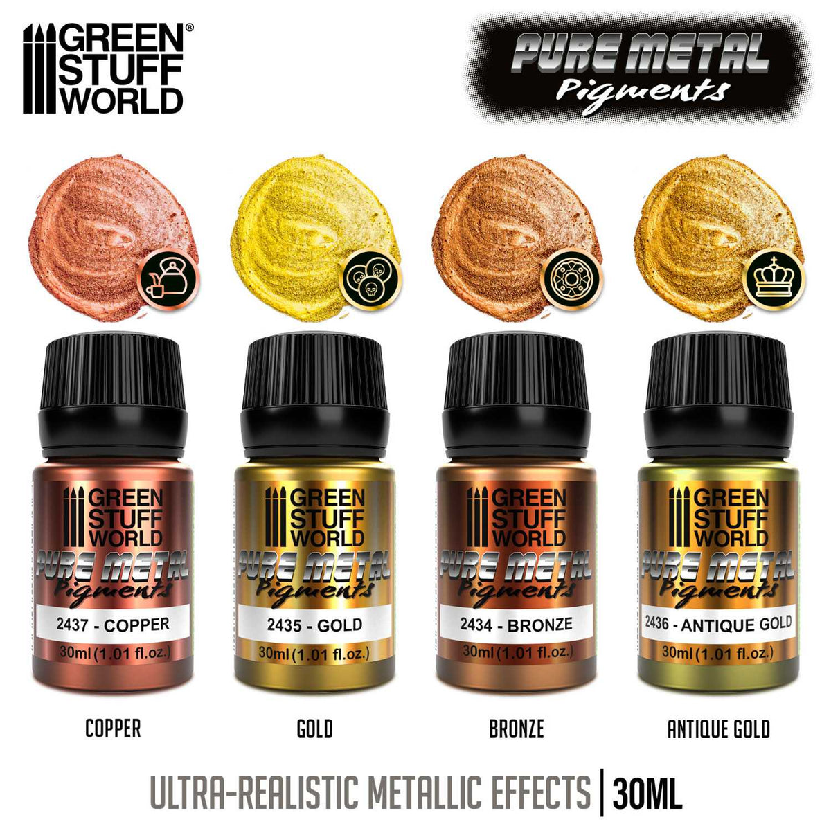Green Stuff World Metallic Pigments Set 30ml