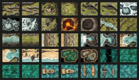 Into the Wilds Battlemap Book Volume 1: Mountains & Oceans