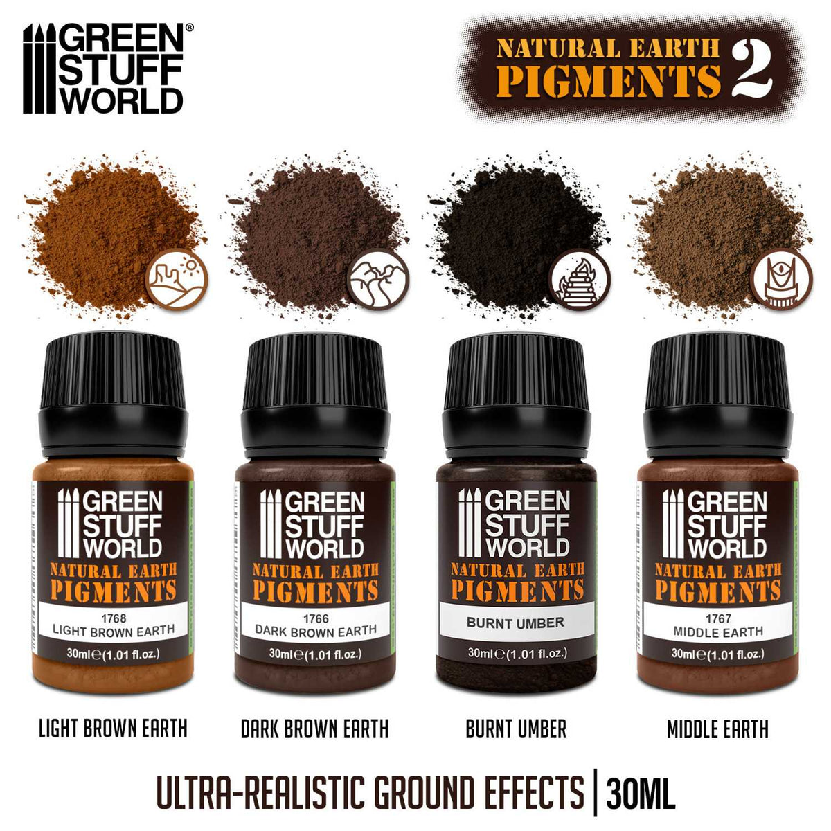 Green Stuff World Natural Earth Pigments No.2 Set 30ml