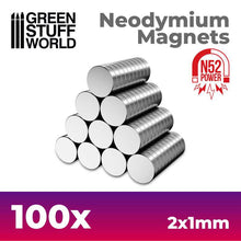 Load image into Gallery viewer, Green Stuff World Neodymium Magnets 2x1mm 100x