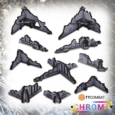 TTCombat Chroma Terrain - Gothic Ruined Walls