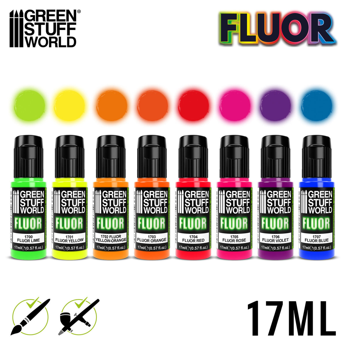 Green Stuff World Fluor Paints Set x8