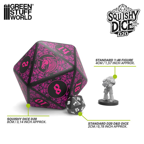 Green Stuff World Squishy D20 Dice - UNICORN