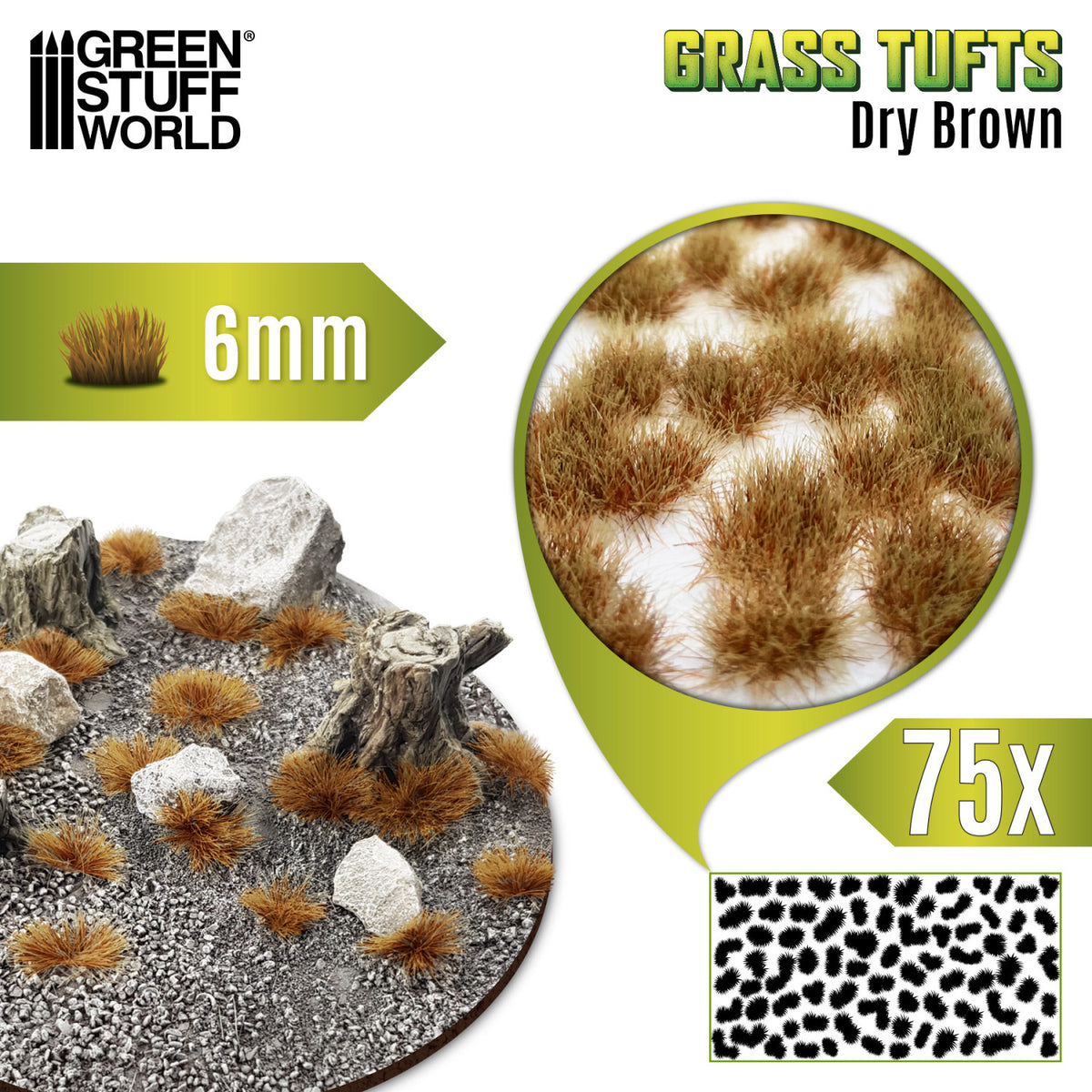 Green Stuff World Grass Tufts Dry Brown 6mm