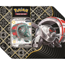 Indlæs billede i Gallery Viewer, Pokemon TCG Scarlet & Violet Paldean Fates 5-Booster Tin Great Tusk/Iron Treads/Charizard