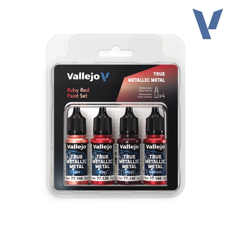 Vallejo True Metallic Metal Paint Set Ruby Red