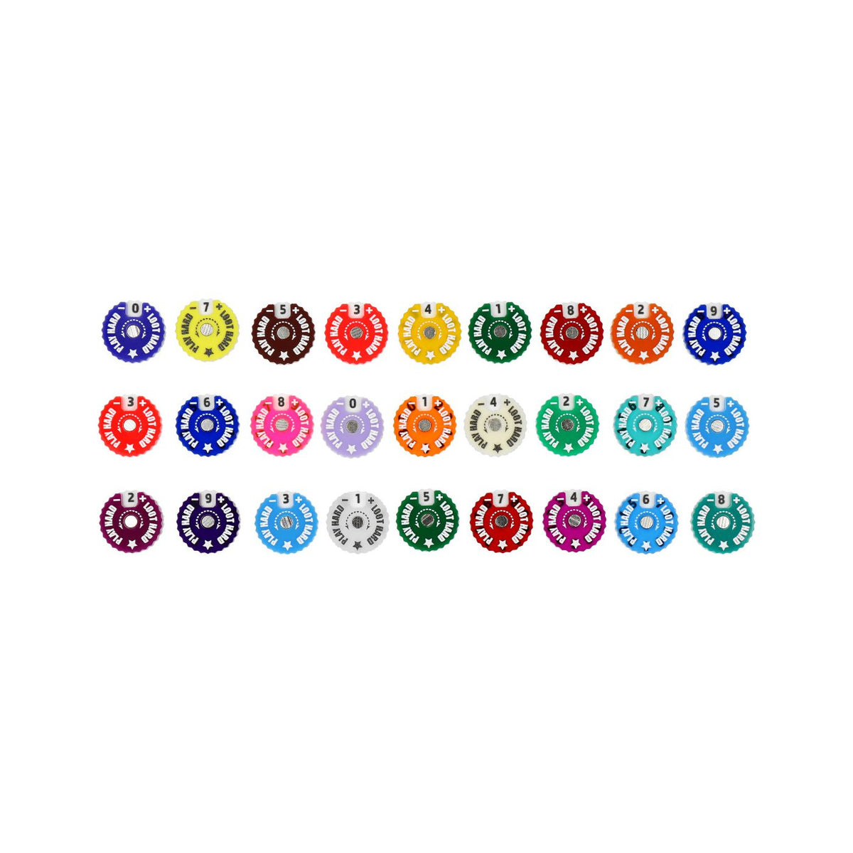 Epic Loot Box Trackers: 20mm Range 0-9 - Random Colours (9 pack)