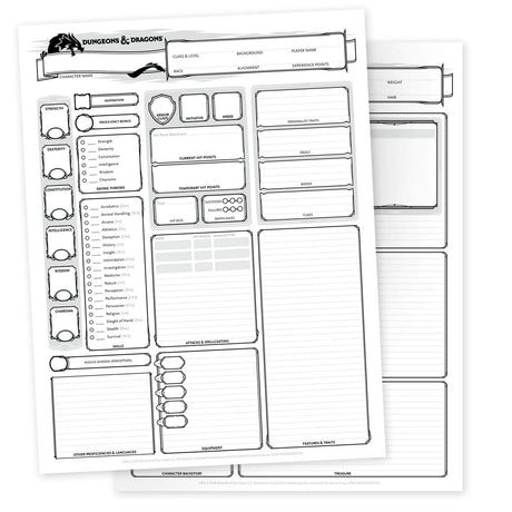 Dungeons & Dragons RPG Character Sheets