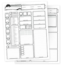 Load image into Gallery viewer, Dungeons &amp; Dragons RPG Character Sheets