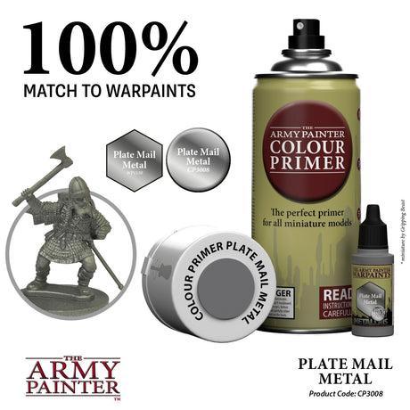 The Army Painter Colour Primer Spray - Plate Mail Metal
