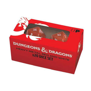 Dungeons & Dragons Heavy Metal Red & White RPG D20 Set