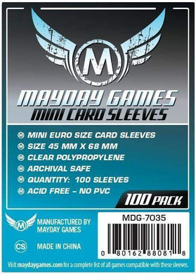 Mayday Games Card Game Clear Sleeves Mini European Game Size (100 ct)