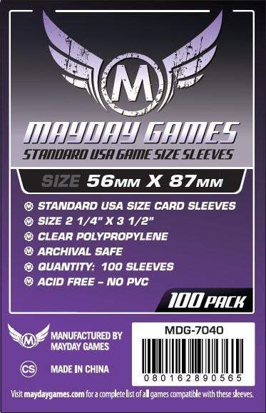 Mayday Games Card Game Clear Sleeves USA Size (100 ct)