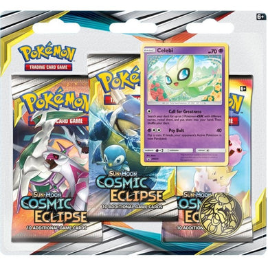 Pokemon TCG Sun & Moon Cosmic Eclipse 3 Pack Blister Celebi