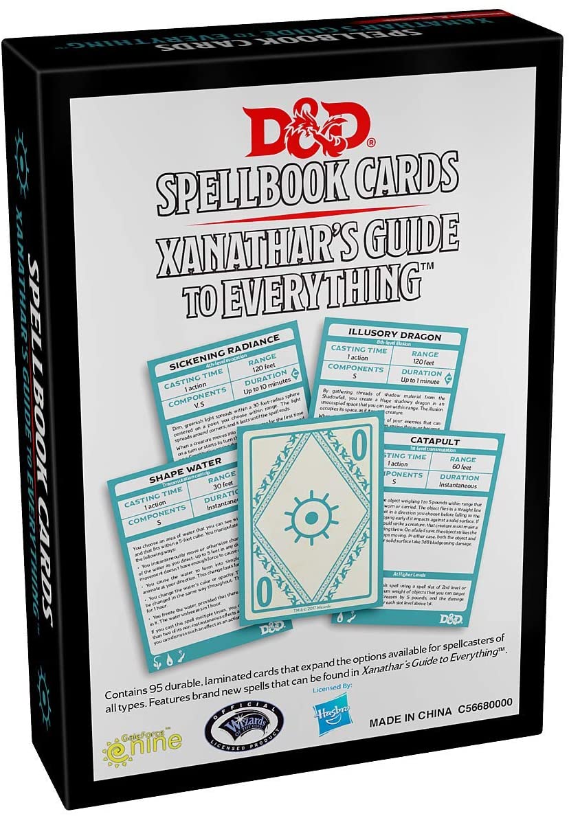 Dungeons & Dragons Spellbook Cards Xanathar's Guide To Everything