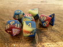 Load image into Gallery viewer, Tri-Colour RPG 7 Dice Set