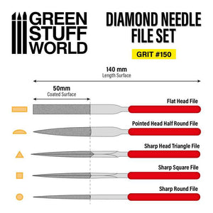 Green Stuff World Diamond Needle File Set Grit 150