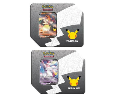 Pokemon TCG 25th Anniversary Celebrations Lance's Charizard V / Dark Sylveon V Tin