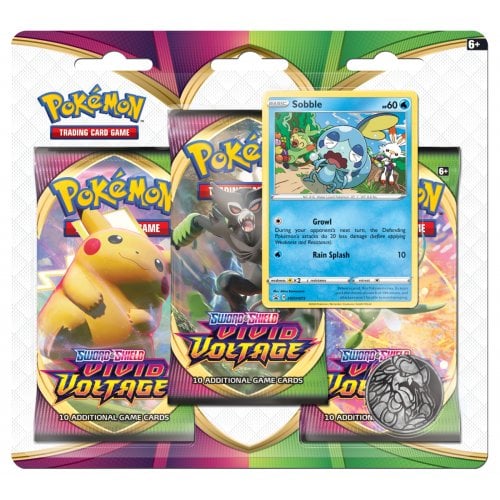 Pokemon TCG Sword & Shield Vivid Voltage 3-Pack Booster Blister Travelling Man UK Pokemon TCG Sword & Shield Vivid Voltage 3-Pack Booster Blister Travelling Man UK